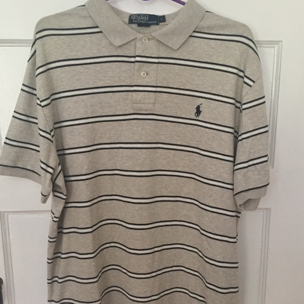Short sleeve Striped Polo Shirt Mens